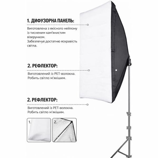 Комплект постійного світла софтбокс 50&times;70 см на 4 лампи 85W штатив 240 см S431 фото