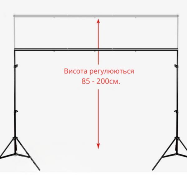 Комплект Білий вініловий фон для фото 1,6 х 3,5 м + Кріплення для фону Ворота 3 х 2 м Y603 фото